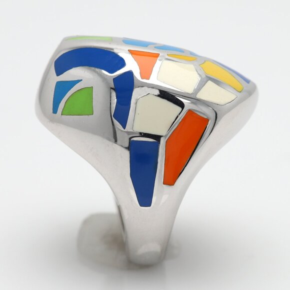 Art Ring Sterling Silver famous artist Enamel Inspired Artistic Ring - Picture 1 of 12